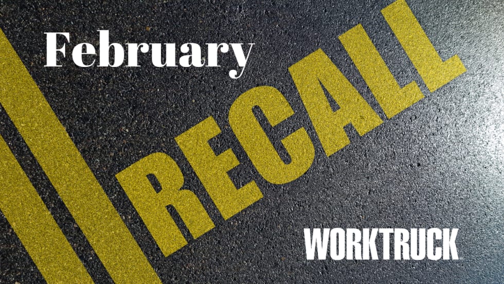 Background image of paved road with double yellow line and yellow wording that says Recall.