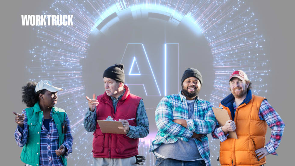 The modern fleet workforce stands in front of an AI background