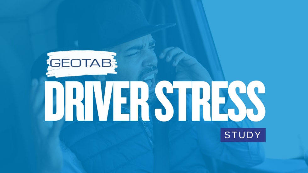 Stressed truck driver behind Geotab Driver Stress Study