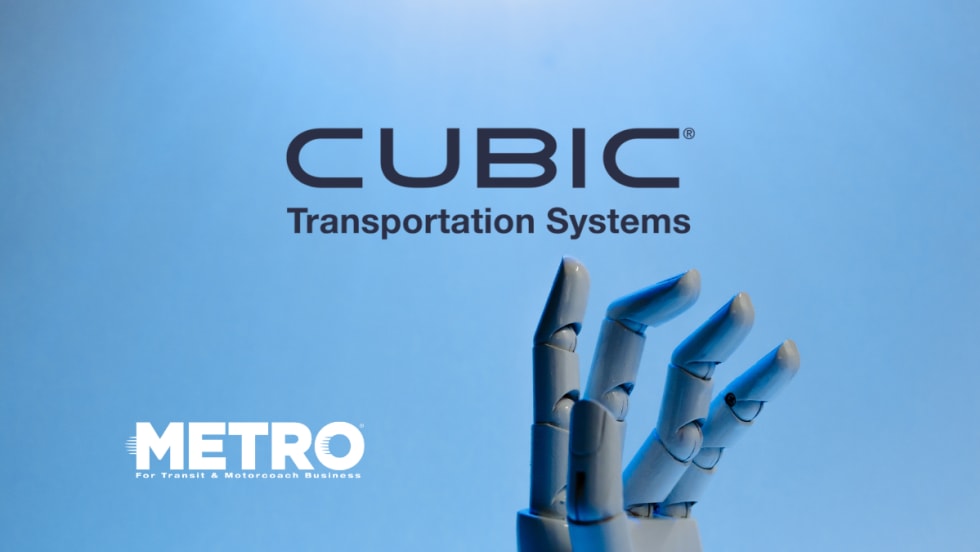 CUBIC Transportation Systems logo with AI hand reaching out