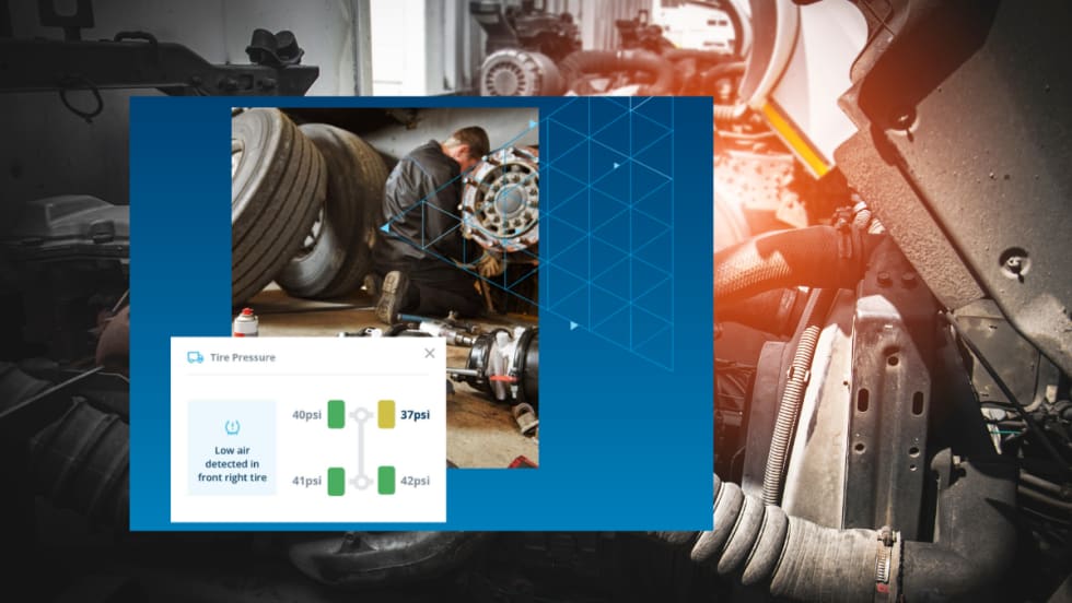 Tire pressure data over work truck maintenance 
