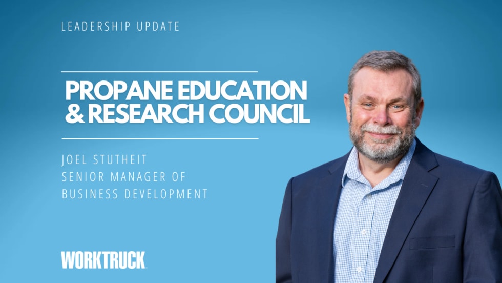 Man in business attire against a blue background and white letter working for Propane Education & Research Foundation.