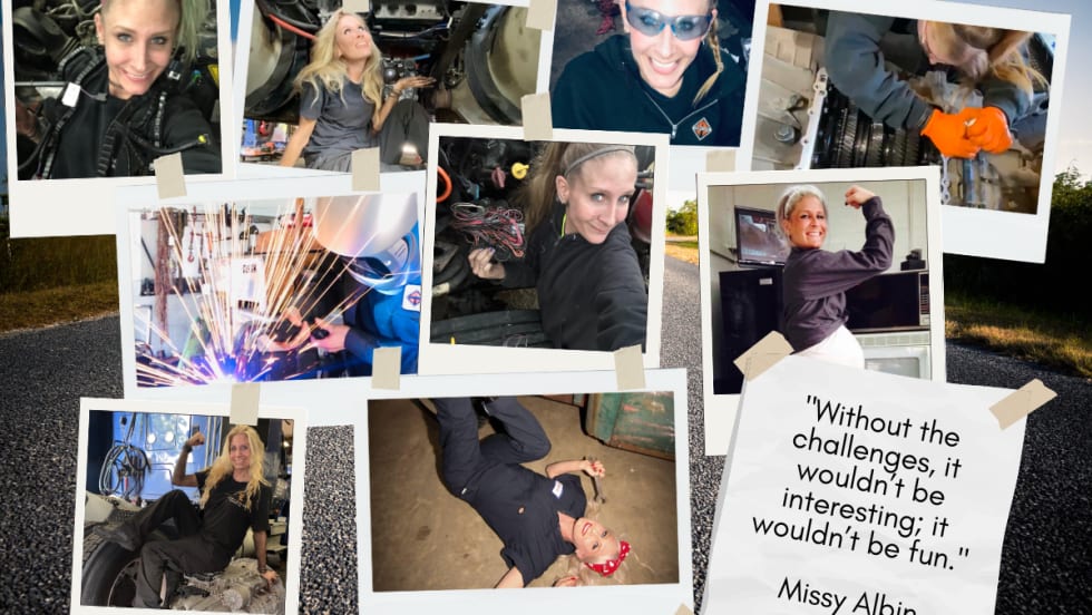 A collage of photos from DieselGirl Missy Albin's career.