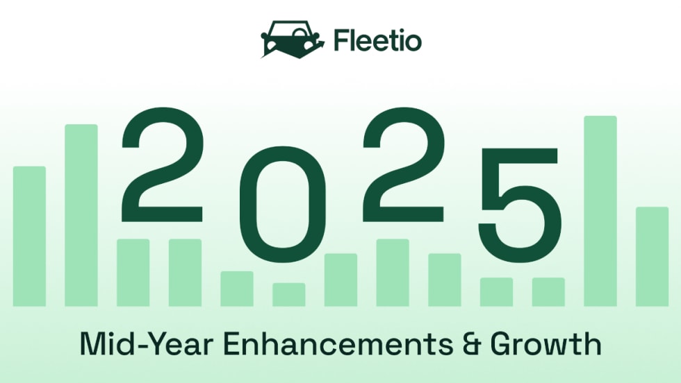 bar-graph illustration in teal across the width of the page with large text for 2025 and a Fleetio logo.