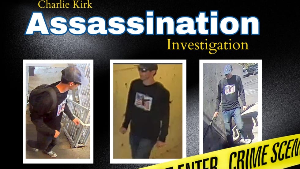 Three surveillance photos of a person wearing dark clothing and cap in different settings