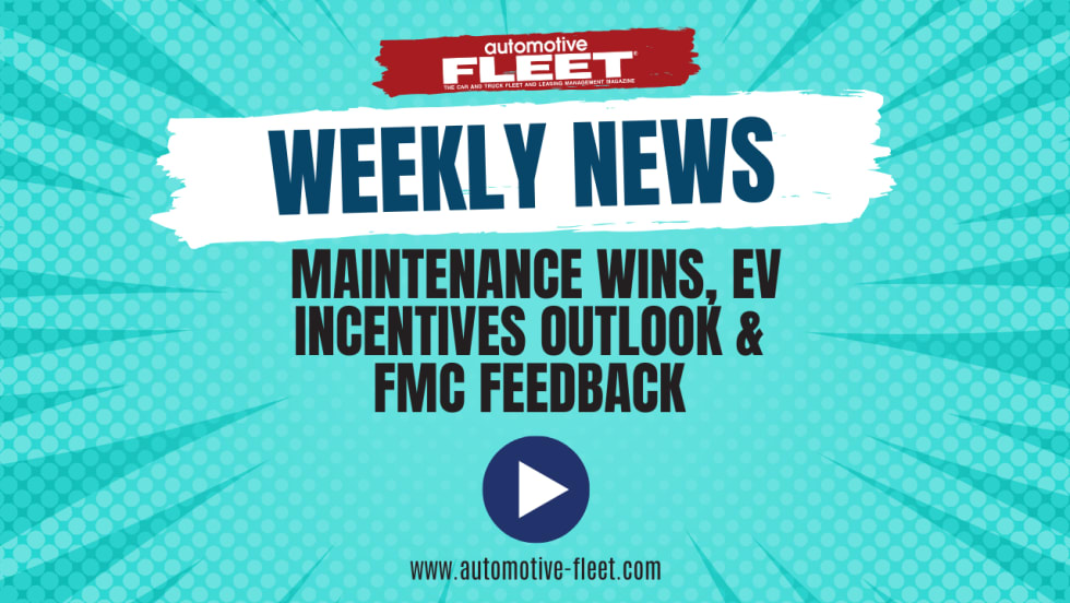 A turquoise graphic features text overlay that promotes Automotive Fleet's weekly news roundup series.