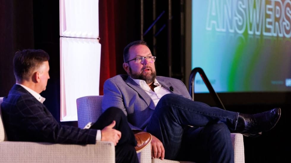 Werner CEO Derek Leathers answers a question during a session at the WEX OTR Summit