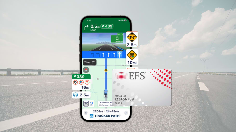 Illustration of Wex EFS card and Trucker Path app