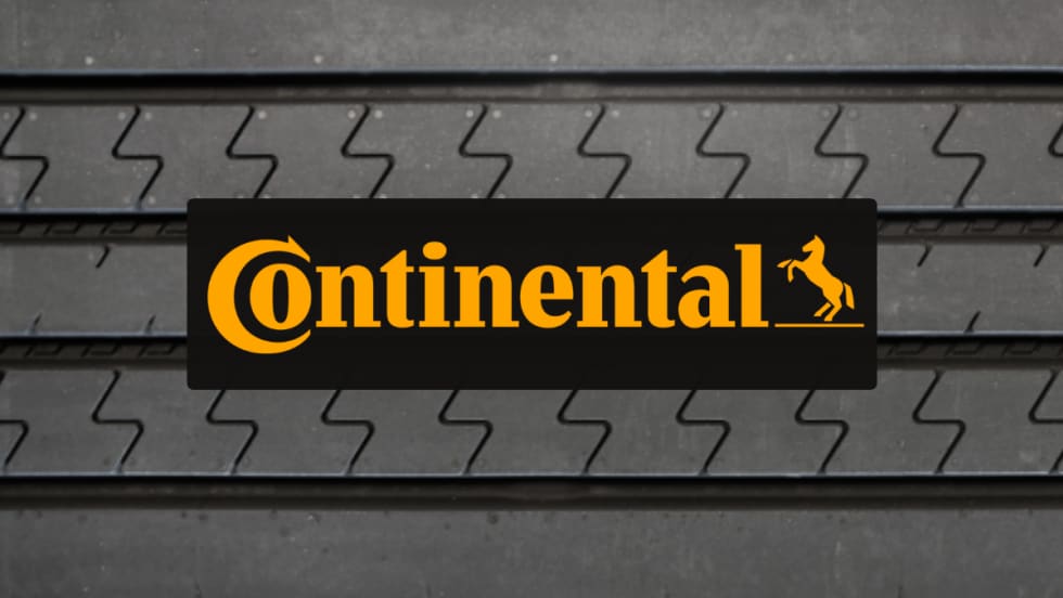 Continental logo over tire tread background representing the launch of the ContiTread HTR retread for regional and long-haul trailer applications.
