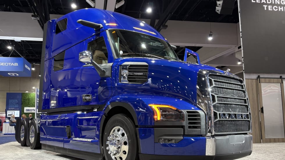 Blue Mack Pioneer truck at ATA MC&E expo