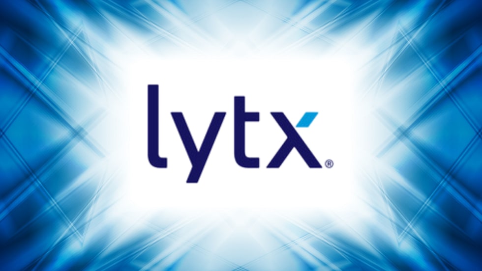 Lytx logo centered on a blue geometric background representing the company’s new AI-powered fleet safety coaching tool.