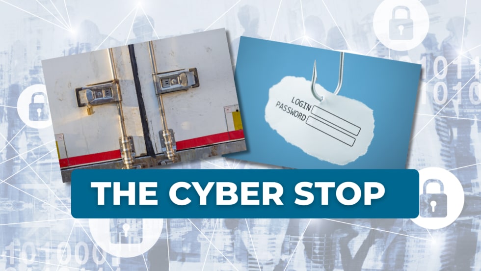 Illustration with locked trailer and phishing photos