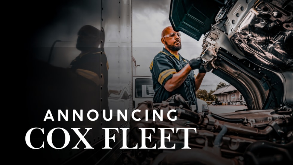Technician services a truck engine during the launch of Cox Fleet, Cox Automotive’s new fleet brand combining Fleet Services and FleetNet America to support fleet uptime nationwide.