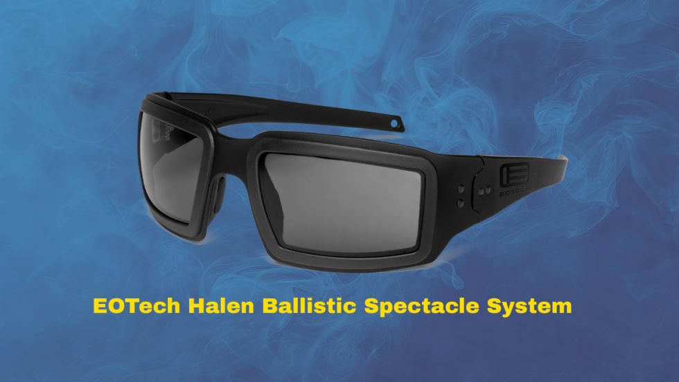 dark ballistic sunglasses against a blue smokey background
