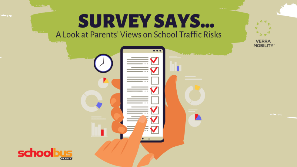 an illustration of a survey on a mobile phone with a hand on it, and the words Survey Says on it