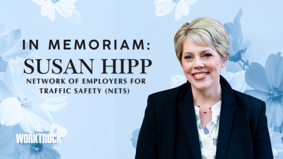 Portrait of Susan Hipp, executive director of the Network of Employers for Traffic Safety, honored by Work Truck for her leadership and lasting impact on road safety initiatives.
