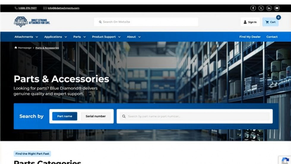 Image of a Blue Diamond website.