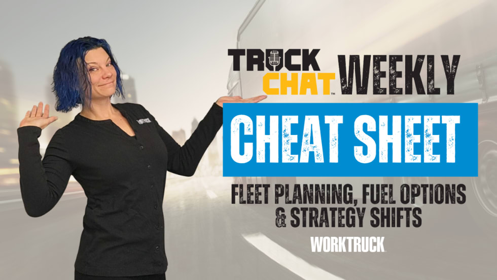 Truck Chat Weekly Cheat Sheet video featuring Lauren Fletcher discussing fleet planning, fuel options and strategy shifts for commercial truck and fleet managers.