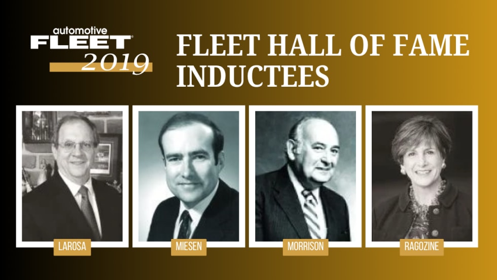 2019 Automotive Fleet Hall of Fame inductees Joe LaRosa Bob Miesen Bud Morrison Theresa Ragozine portraits