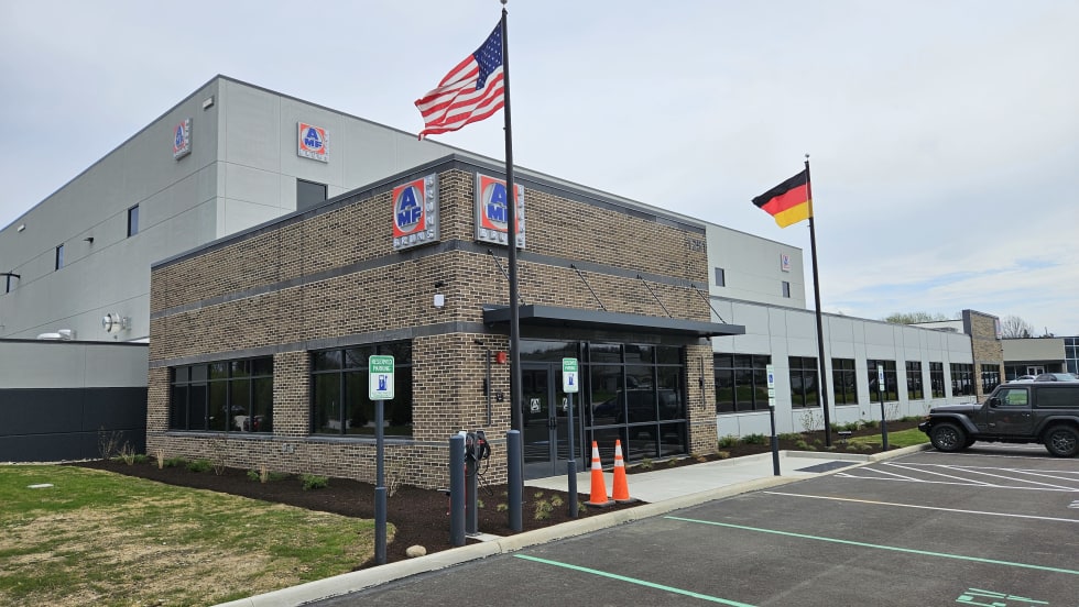 AMF Bruns' new headquarters and parking lot. 