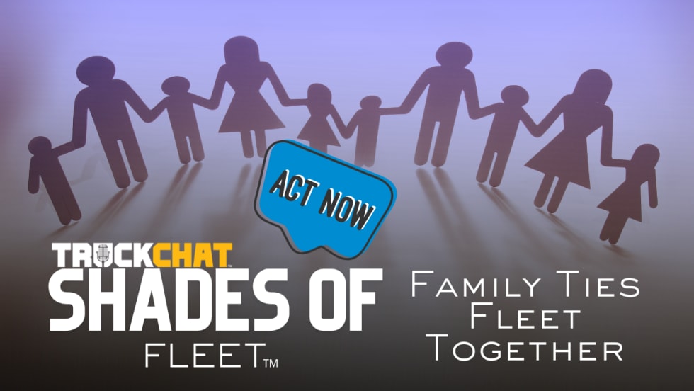 Shades of Fleet graphic featuring paper-cutout-style families holding hands, with the words “Family Ties Fleet Together” and an “Act Now” callout.