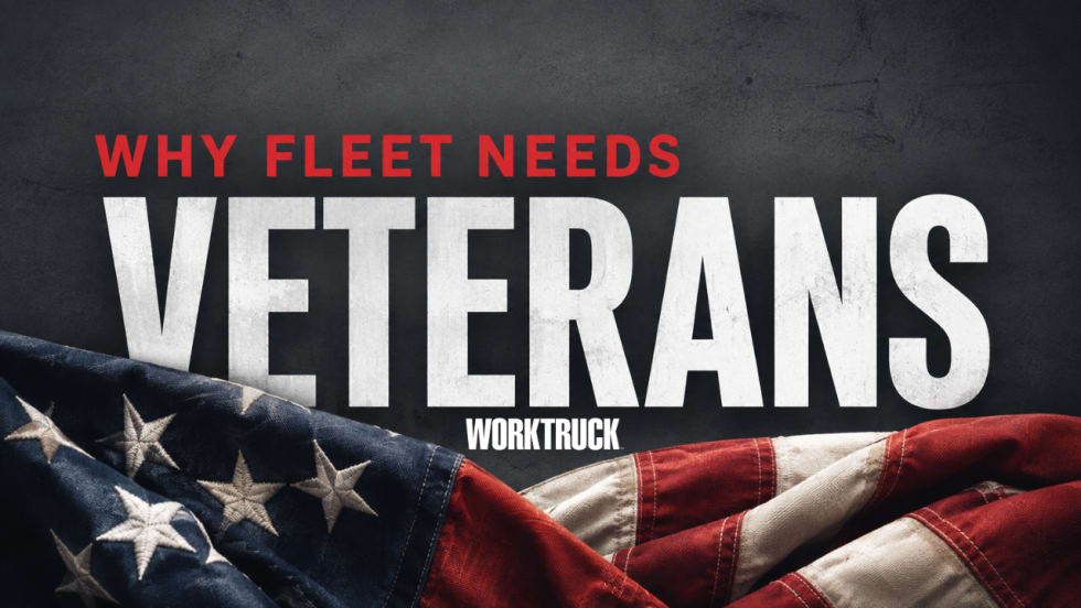Graphic with the headline “WHY FLEET NEEDS VETERANS” in bold red and white text over a dark textured background, with a folded American flag draped across the bottom.