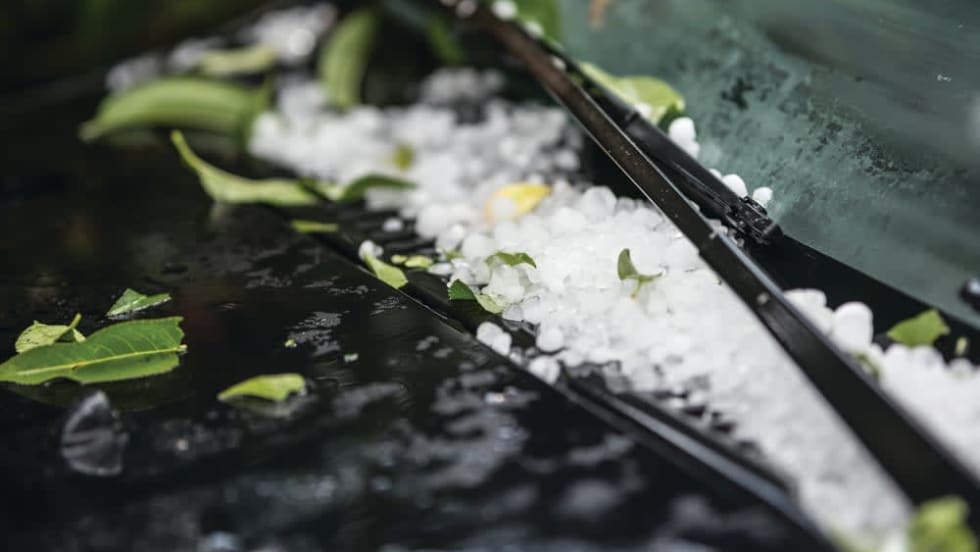 Car window with some hail