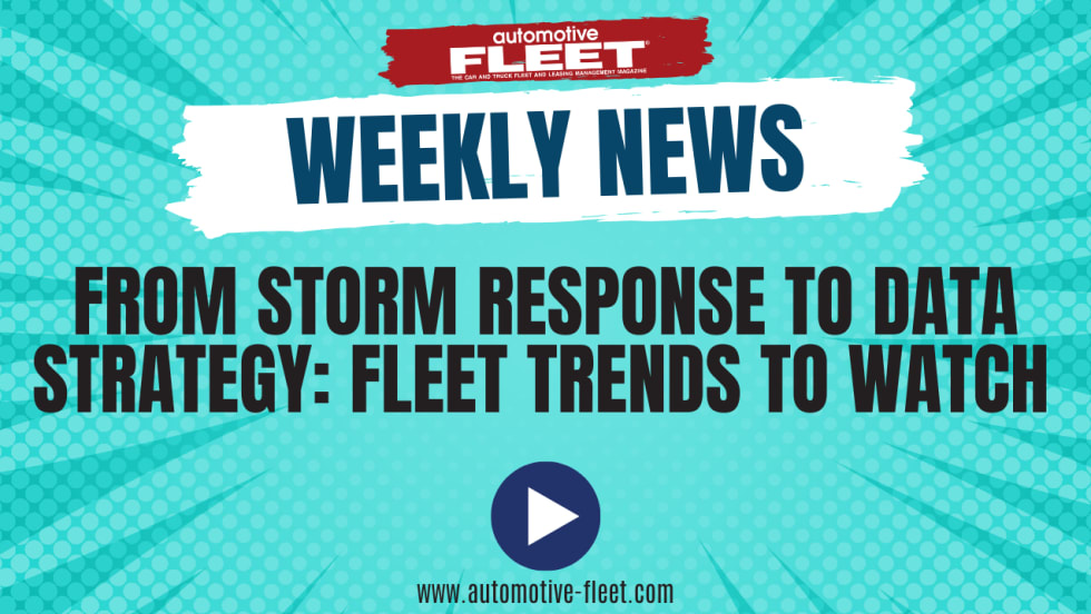 An AF news recap thumbnail with red and black text representing storm response and leadership updates in the fleet industry. 