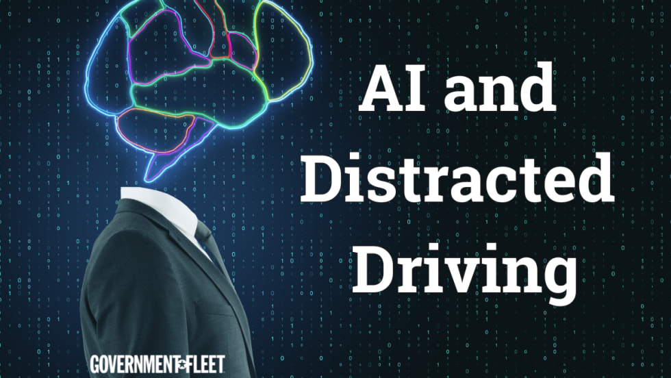 an AI futuristic picture with the words AI and Distracted Driving