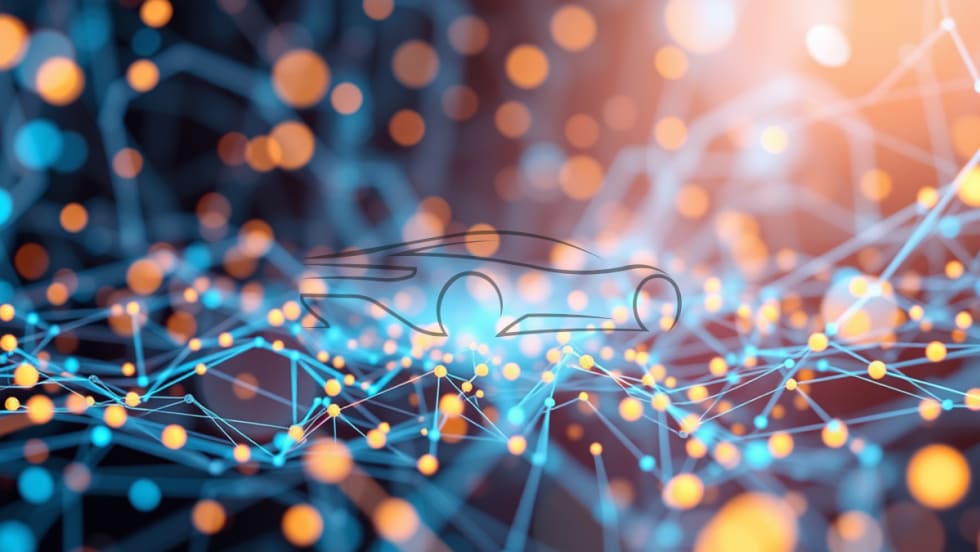 car outline on top of a data background