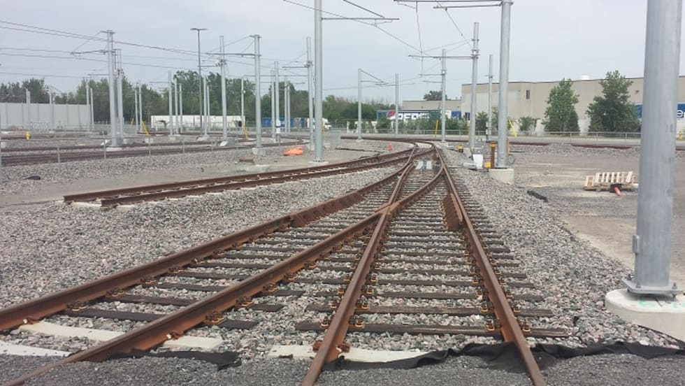 A photo of rail tracks in Ottawa, Canada