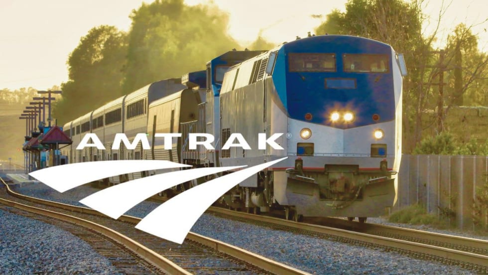 Amtrak train with logo
