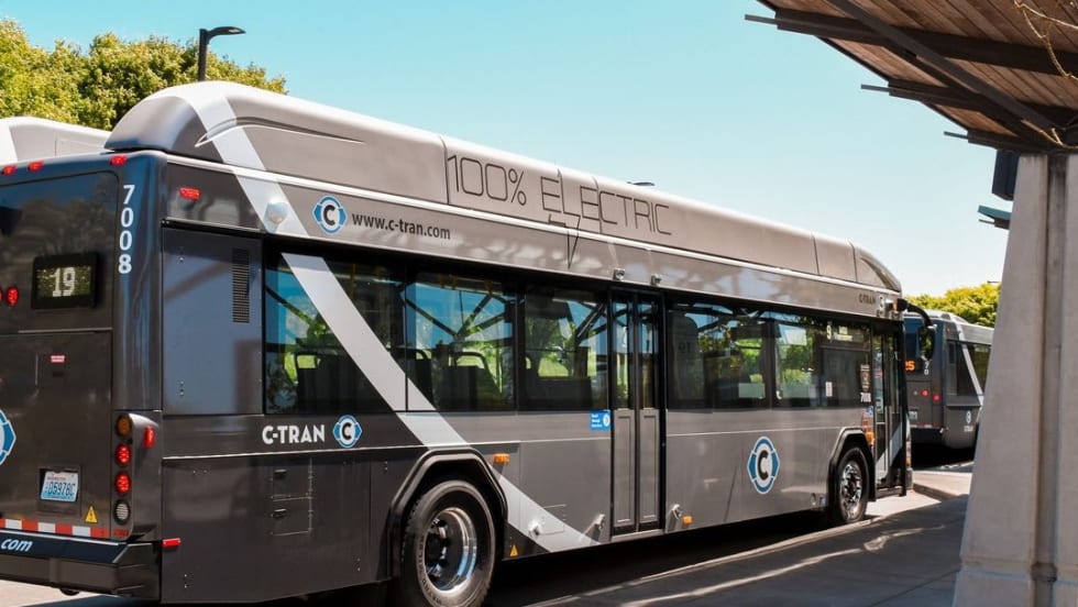 A picture of C-TRAN's electric bus.