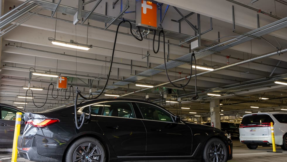Overheard EV charger setup