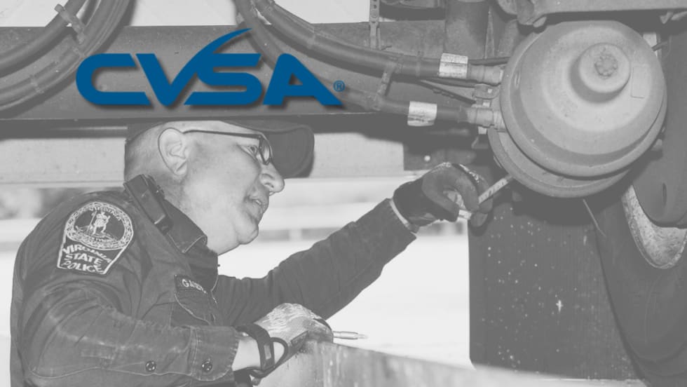 CVSA inspector photo in background with CVSA logo superimposed on top