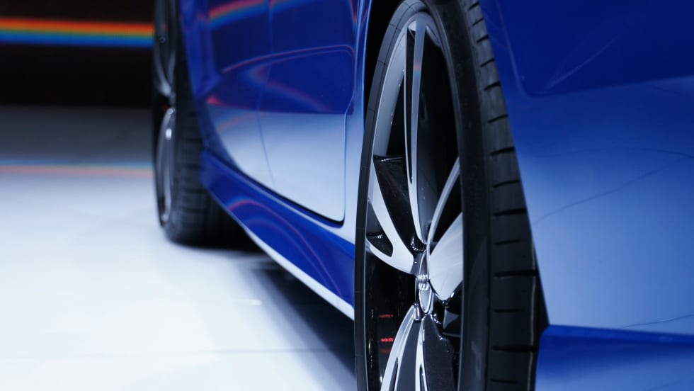 Closeup of the side of an Audi car