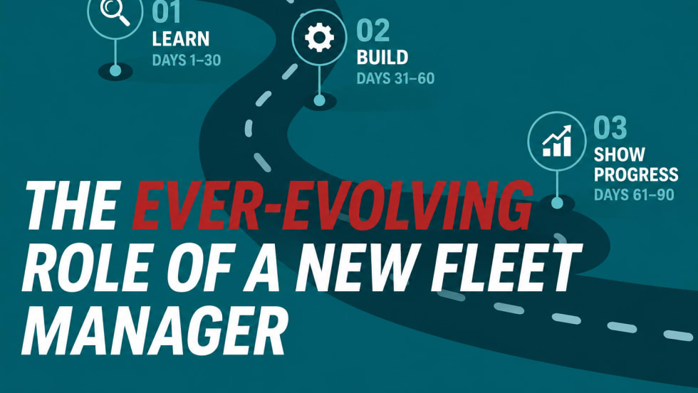 a graphic representing a new fleet manager's roadmap to the first 90 days on the job