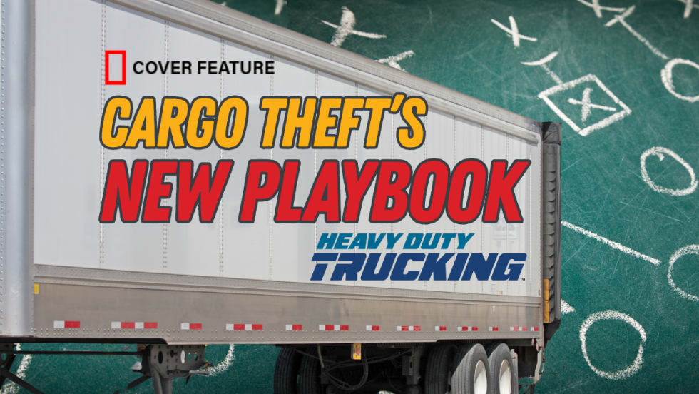 Illustration of a semi-trailer with a sports playbook diagram on chalkboard 