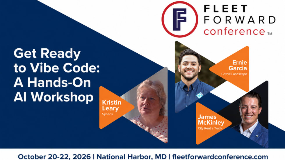 Speaker card for vibe code session at Fleet Forward Conference