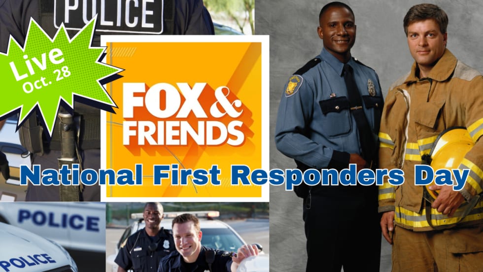 Collage of police officers and a firefighter with FOX & Frends logo.
