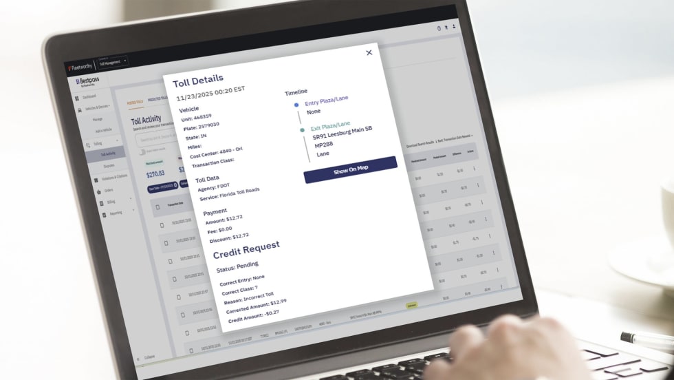 Fleetworthy Toll360 toll management system. 