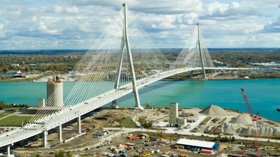 Photo of cable bridge crossing Detroit River