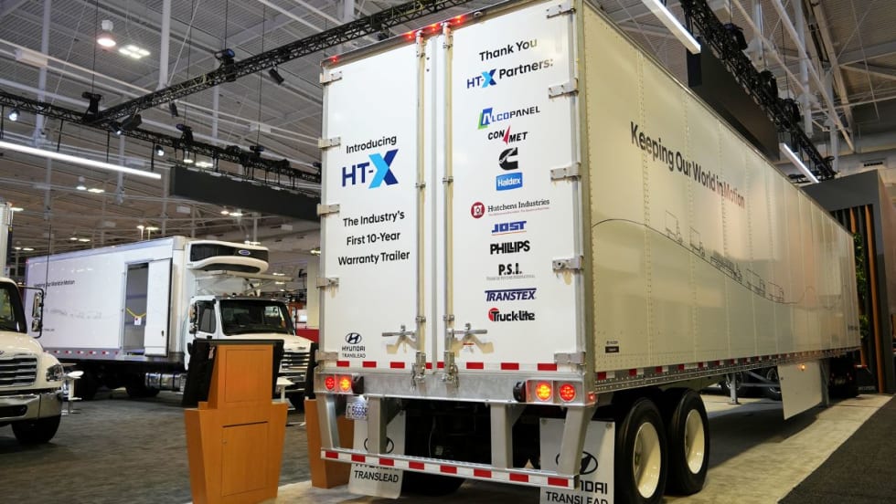 White semi trailer at TMC booth display