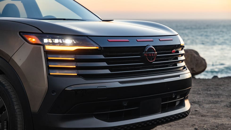 The front end of a Nissan SUV.