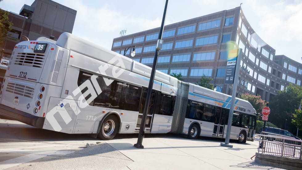 A MARTA 60-foot articulated bus.