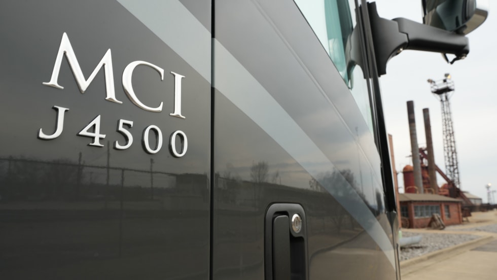 An up close photo of an MCI J4500