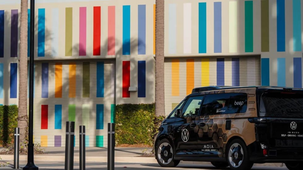 A MOIA/Beep vehicle on the road