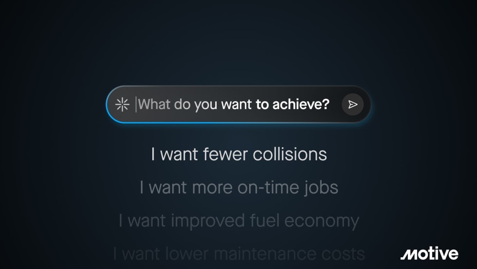 Computer screen showing examples of what fleets could ask Motive AI Agents to do