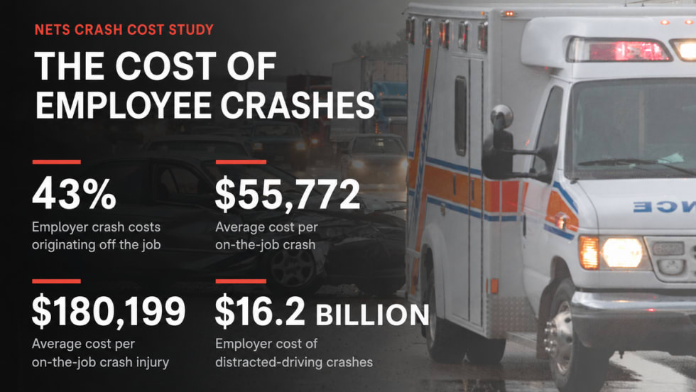 NETS crash statistics overlaying an accident photo