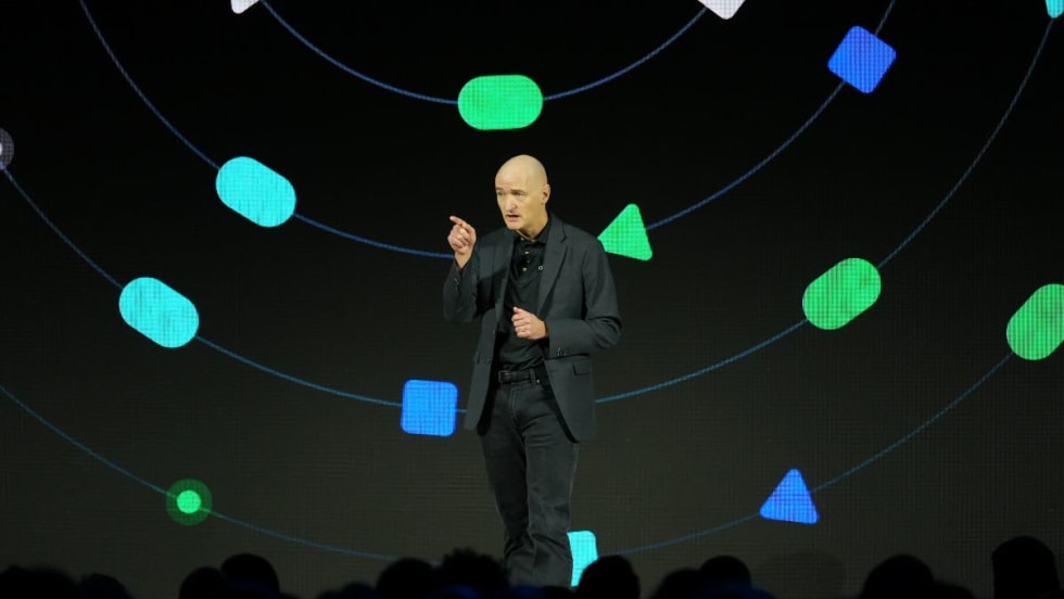 Geotab's Neil Cawse on stage during keynote at Geotab Connect 2026